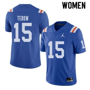 Women's Florida Gators #15 Tim Tebow NCAA Jordan Brand Royal Throwback Alternate Authentic Stitched College Football Jersey BRB5862FV